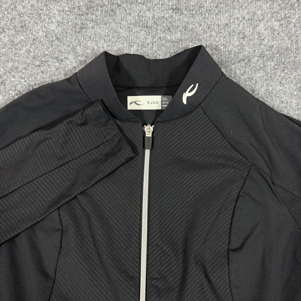 KJUS Nicola Midlayer Jacket Full Zip Performance Women Size S Black Logo EUC